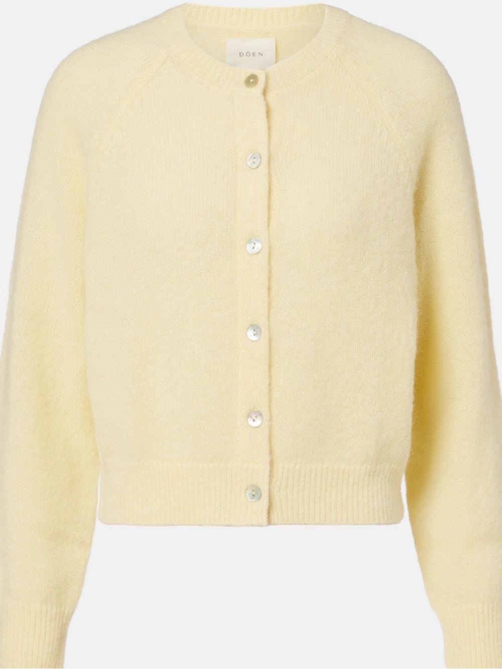 Doen Women's Yellow Merino Wool Alpaca Button-Front Knit Cardigan M